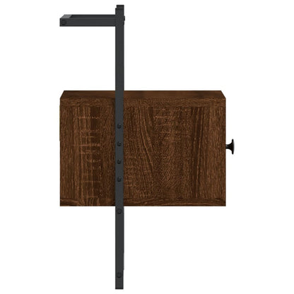 Wall-Mounted Brown Oak Bedside Cabinets 2pcs - 35x30x51 cm Wood