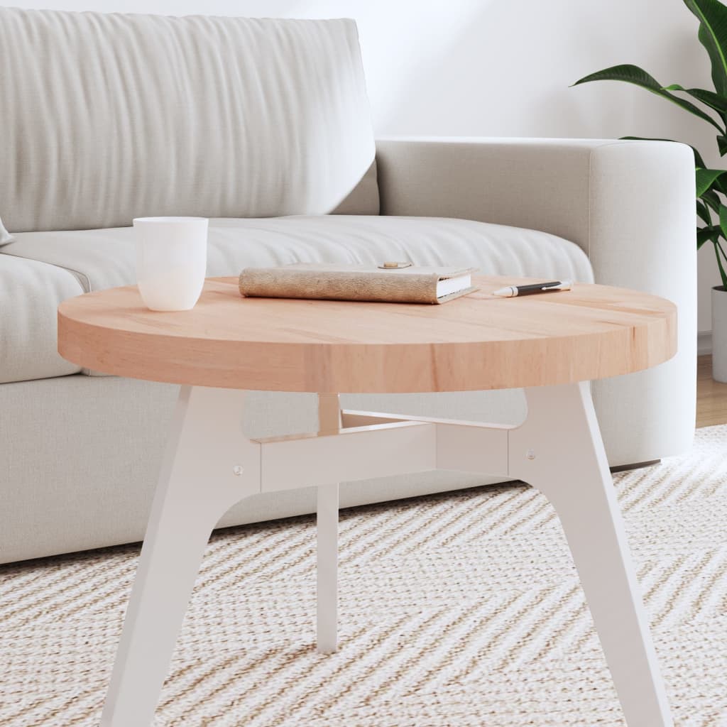 Round Beech Solid Wood Table Top Ø60x4 cm - Natural Finish