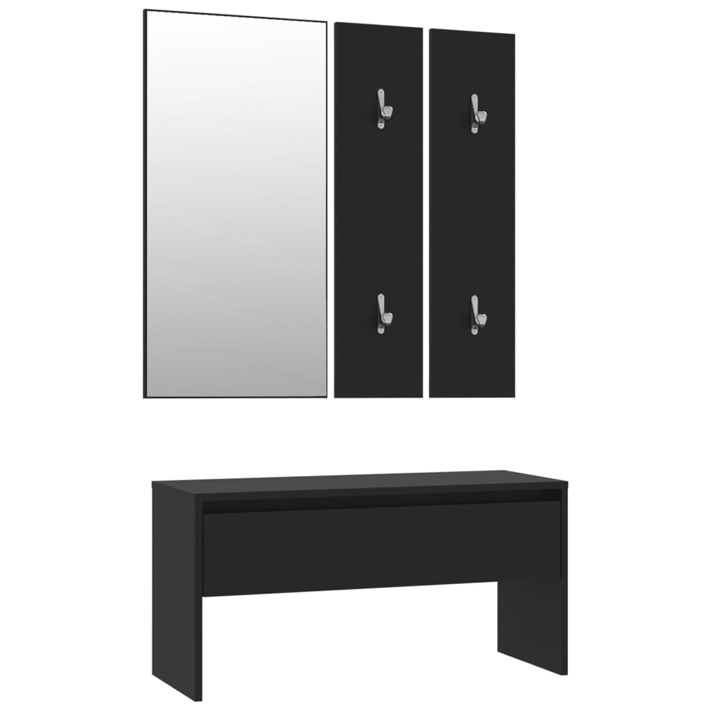 Sleek Black Engineered Wood Hallway Furniture Set