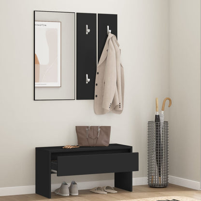 Sleek Black Engineered Wood Hallway Furniture Set