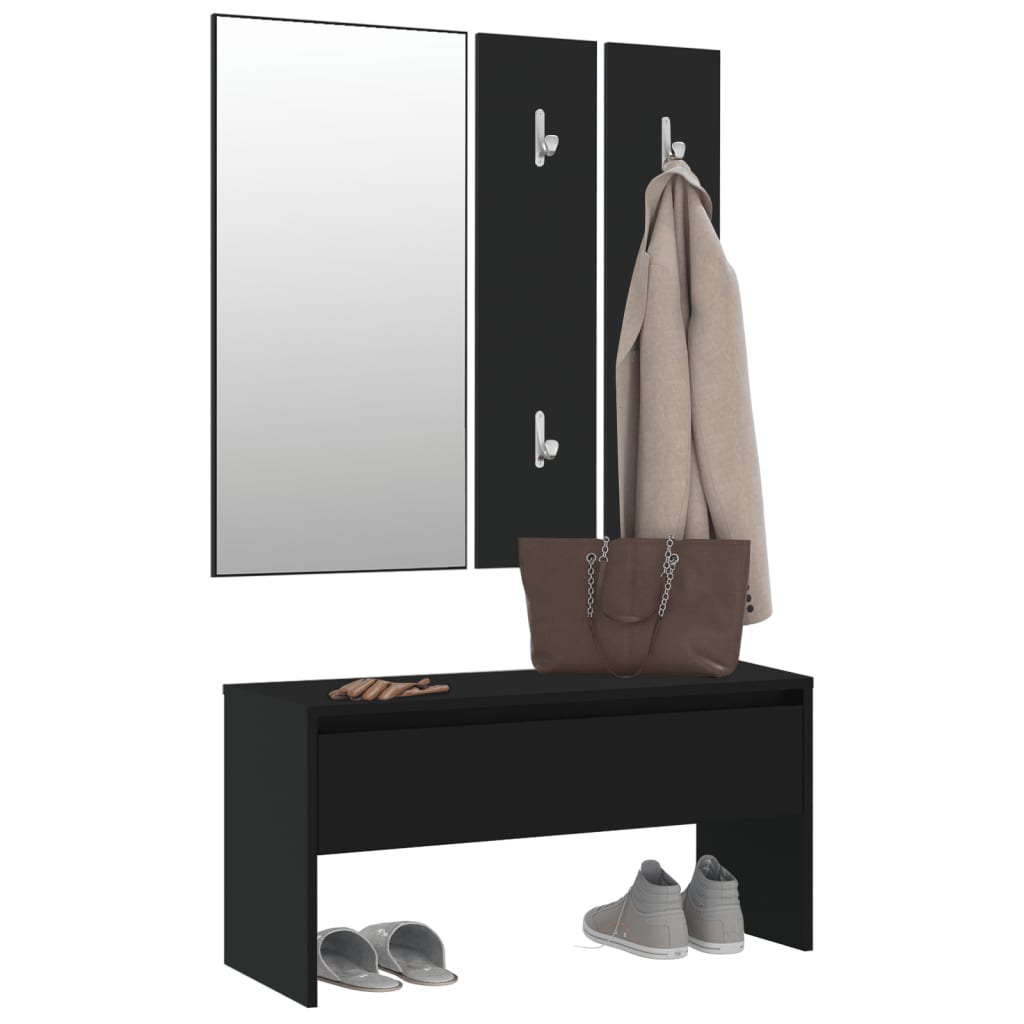 Sleek Black Engineered Wood Hallway Furniture Set