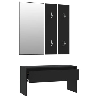 Sleek Black Engineered Wood Hallway Furniture Set