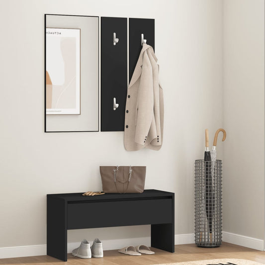 Sleek Black Engineered Wood Hallway Furniture Set