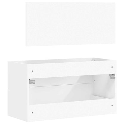 White Engineered Wood Bathroom Cabinet with Mirror - Elegant Design