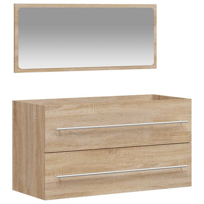 Sonoma Oak Bathroom Cabinet with Mirror - Engineered Wood
