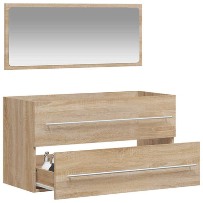 Sonoma Oak Bathroom Cabinet with Mirror - Engineered Wood