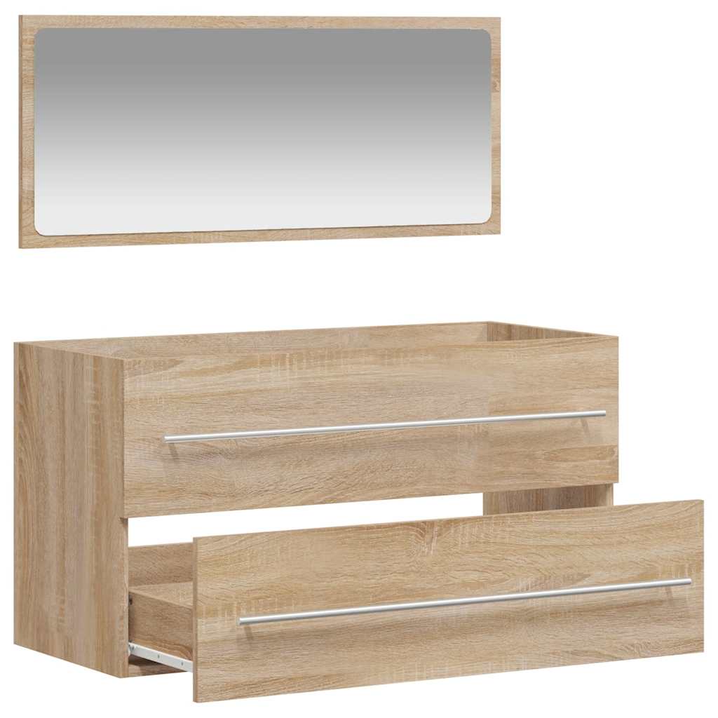 Sonoma Oak Bathroom Cabinet with Mirror - Engineered Wood