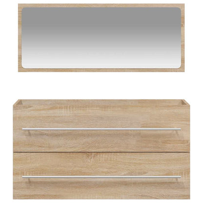 Sonoma Oak Bathroom Cabinet with Mirror - Engineered Wood