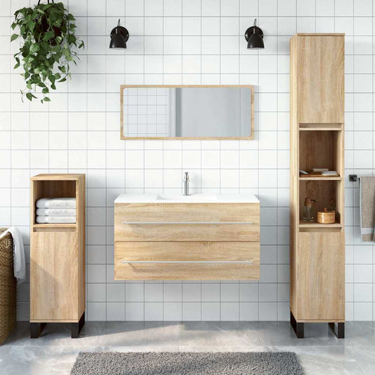 Sonoma Oak Bathroom Cabinet with Mirror - Engineered Wood