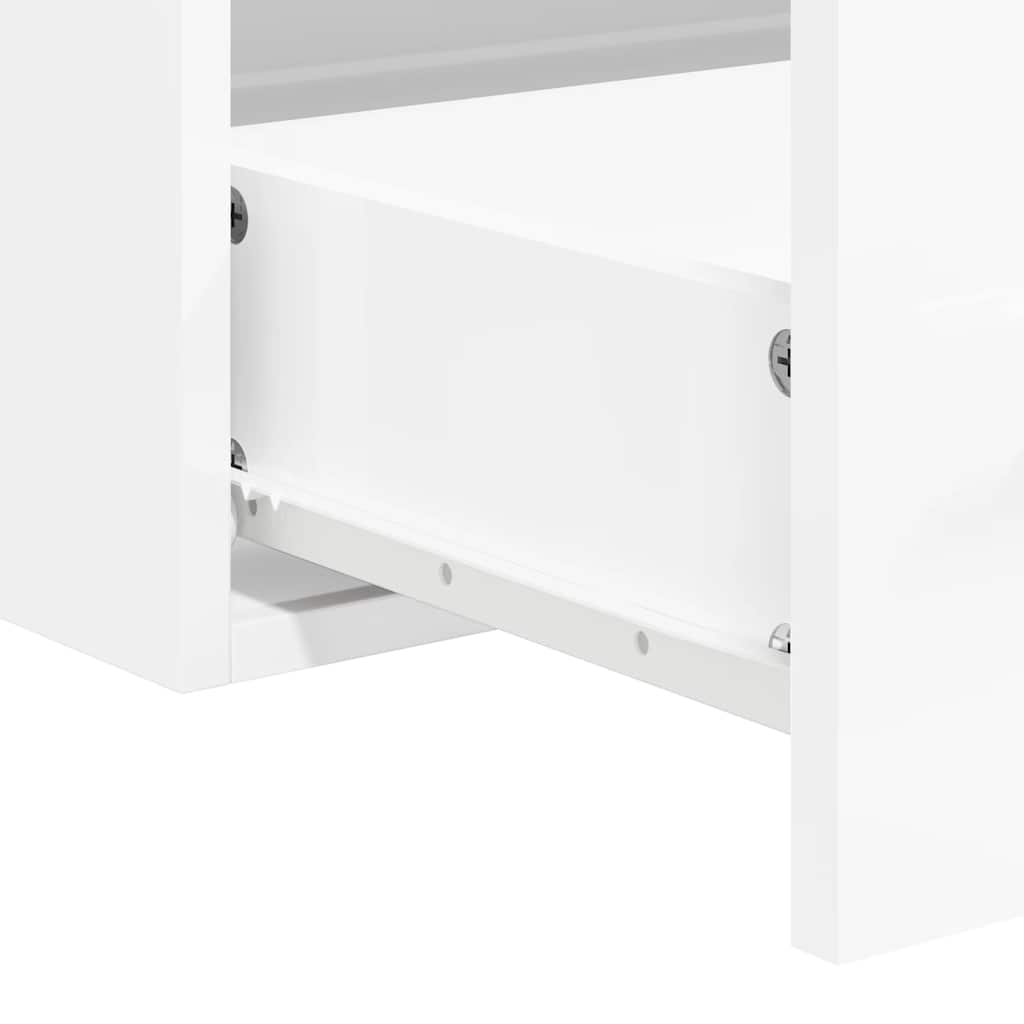 High Gloss White Bathroom Cabinet with Mirror - Engineered Wood