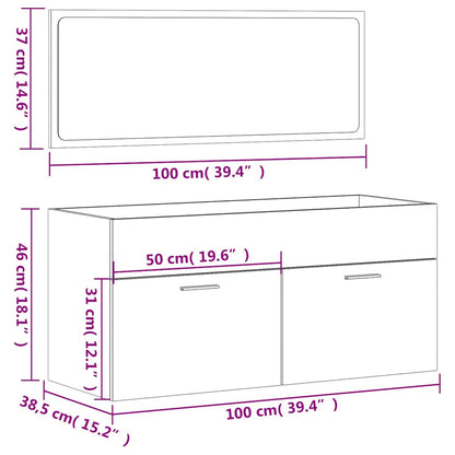 White Engineered Wood Bathroom Cabinet with Mirror