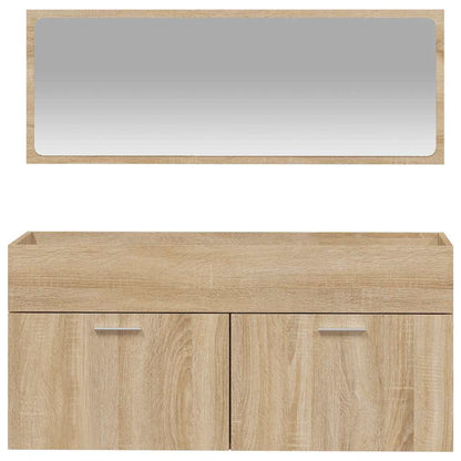 Sonoma Oak Bathroom Cabinet with Mirror - Engineered Wood