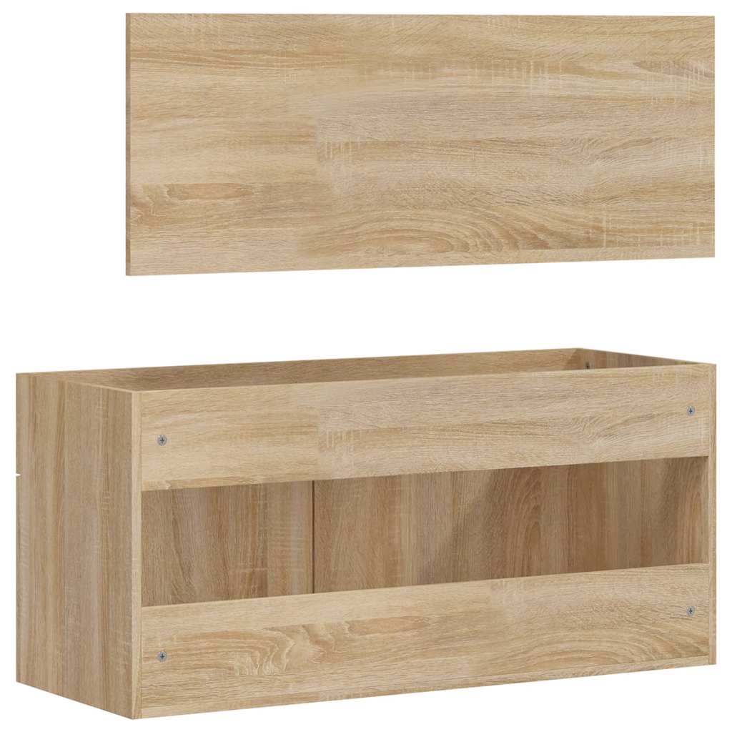 Sonoma Oak Bathroom Cabinet with Mirror - Engineered Wood