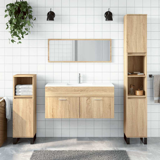 Sonoma Oak Bathroom Cabinet with Mirror - Engineered Wood