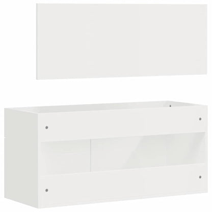 High Gloss White Bathroom Cabinet with Mirror - Engineered Wood