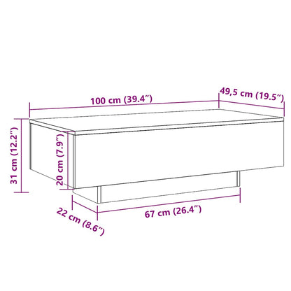 Coffee Table Smoked Oak 100x49.5x31 cm Engineered Wood