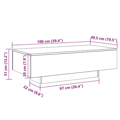 Coffee Table Brown Oak 100x49.5x31 cm Engineered Wood