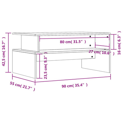 Coffee Table Smoked Oak 90x55x42.5 cm Engineered Wood