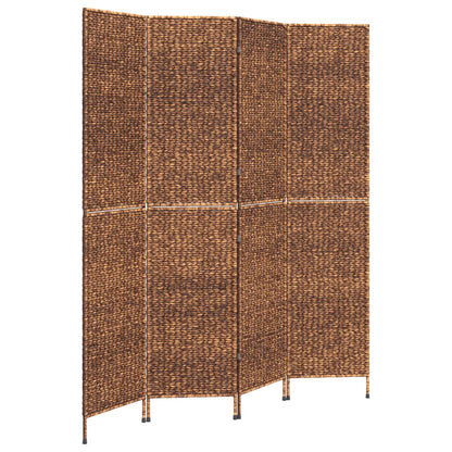 4-Panel Brown Water Hyacinth Room Divider 163x180 cm