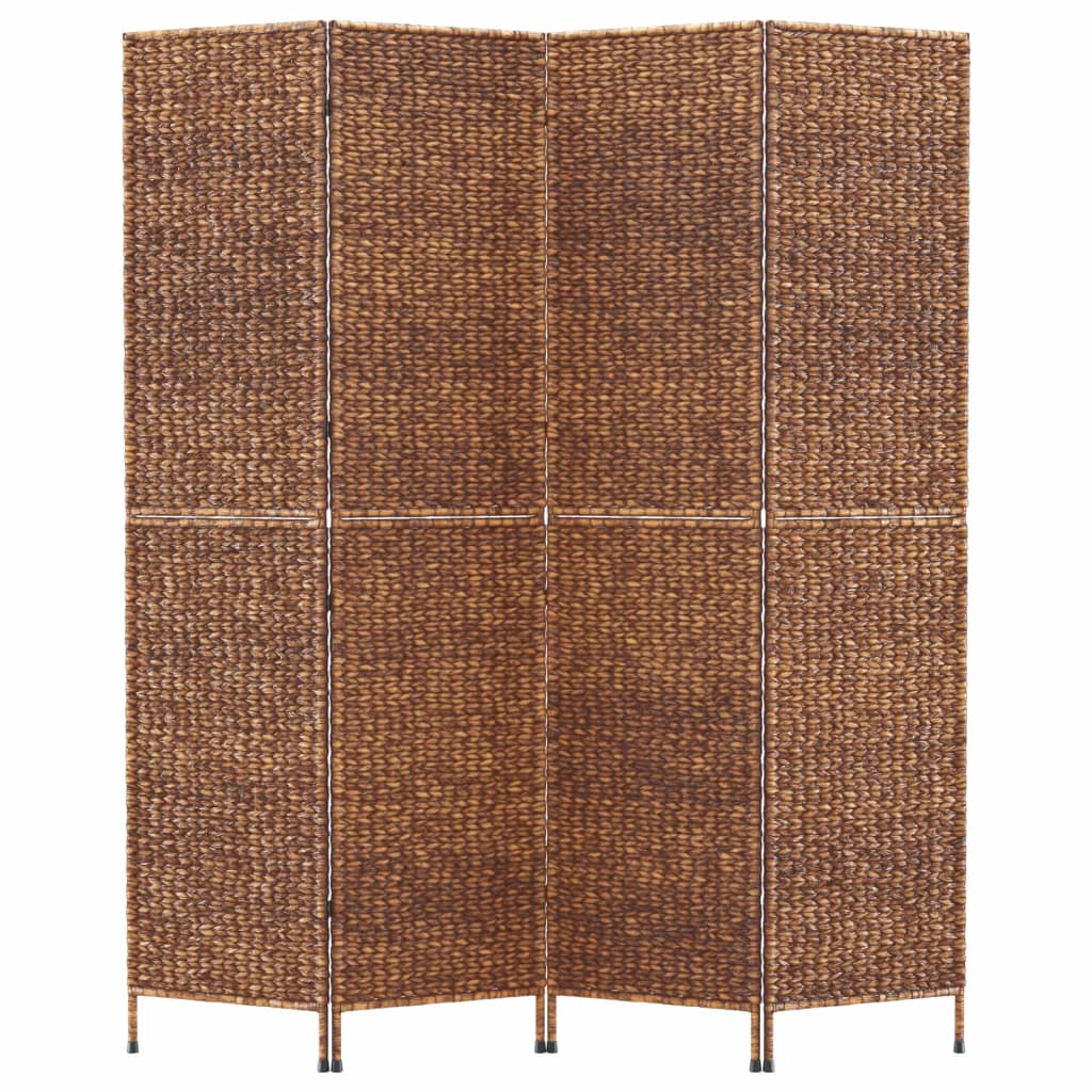4-Panel Brown Water Hyacinth Room Divider 163x180 cm