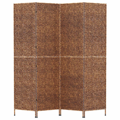 4-Panel Brown Water Hyacinth Room Divider 163x180 cm