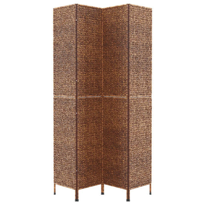 4-Panel Brown Water Hyacinth Room Divider 163x180 cm