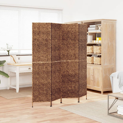 4-Panel Brown Water Hyacinth Room Divider 163x180 cm
