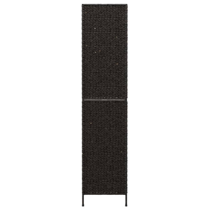 4-Panel Black Room Divider 163x180cm Water Hyacinth Screen