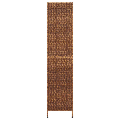 5-Panel Brown Room Divider 205x180 cm - Water Hyacinth Elegance