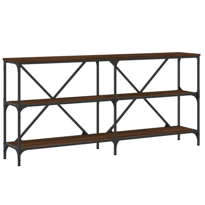 Brown Oak Console Table 160x30x75 cm - Engineered Wood & Iron