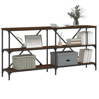 Brown Oak Console Table 160x30x75 cm - Engineered Wood & Iron