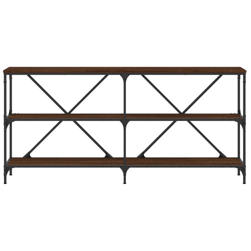 Brown Oak Console Table 160x30x75 cm - Engineered Wood & Iron