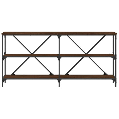 Brown Oak Console Table 160x30x75 cm - Engineered Wood & Iron