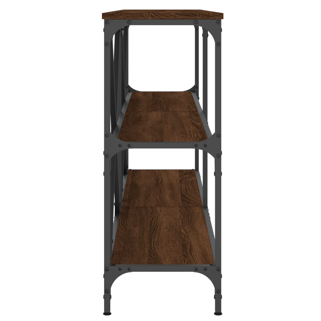 Brown Oak Console Table 160x30x75 cm - Engineered Wood & Iron
