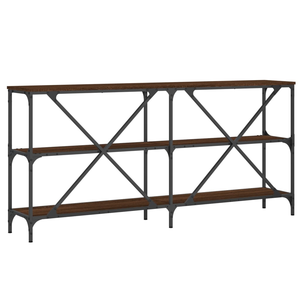 Brown Oak Console Table 160x30x75 cm - Engineered Wood & Iron