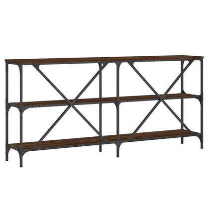 Brown Oak Console Table 160x30x75 cm - Engineered Wood & Iron