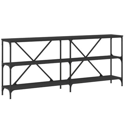 Black Engineered Wood & Iron Console Table - 180x30x75 cm