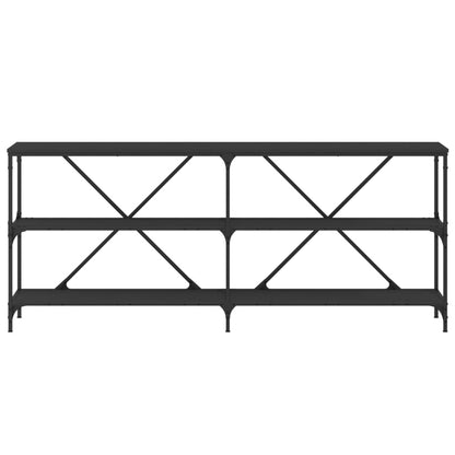 Black Engineered Wood & Iron Console Table - 180x30x75 cm
