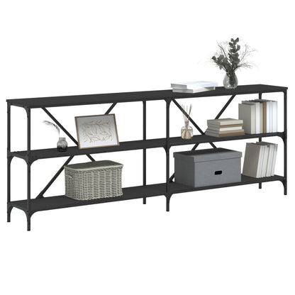 Black Engineered Wood & Iron Console Table - 200x30x75 cm