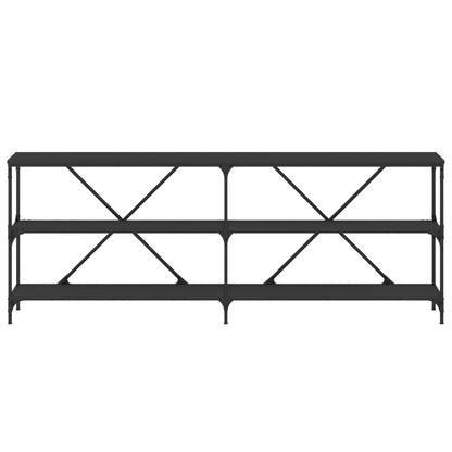 Black Engineered Wood & Iron Console Table - 200x30x75 cm