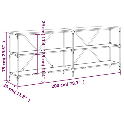 Black Engineered Wood & Iron Console Table - 200x30x75 cm