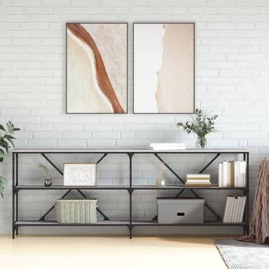 Sonoma Grey Console Table 200x30x75 cm - Engineered Wood & Iron