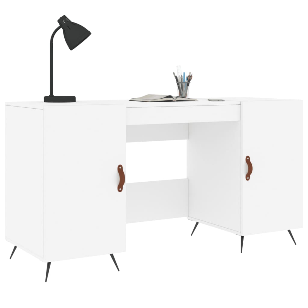 Sleek White Engineered Wood Desk - 140x50x75 cm