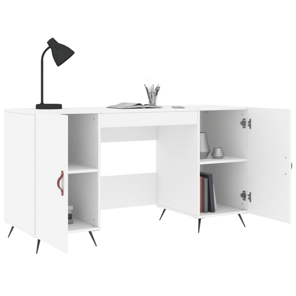 Sleek White Engineered Wood Desk - 140x50x75 cm