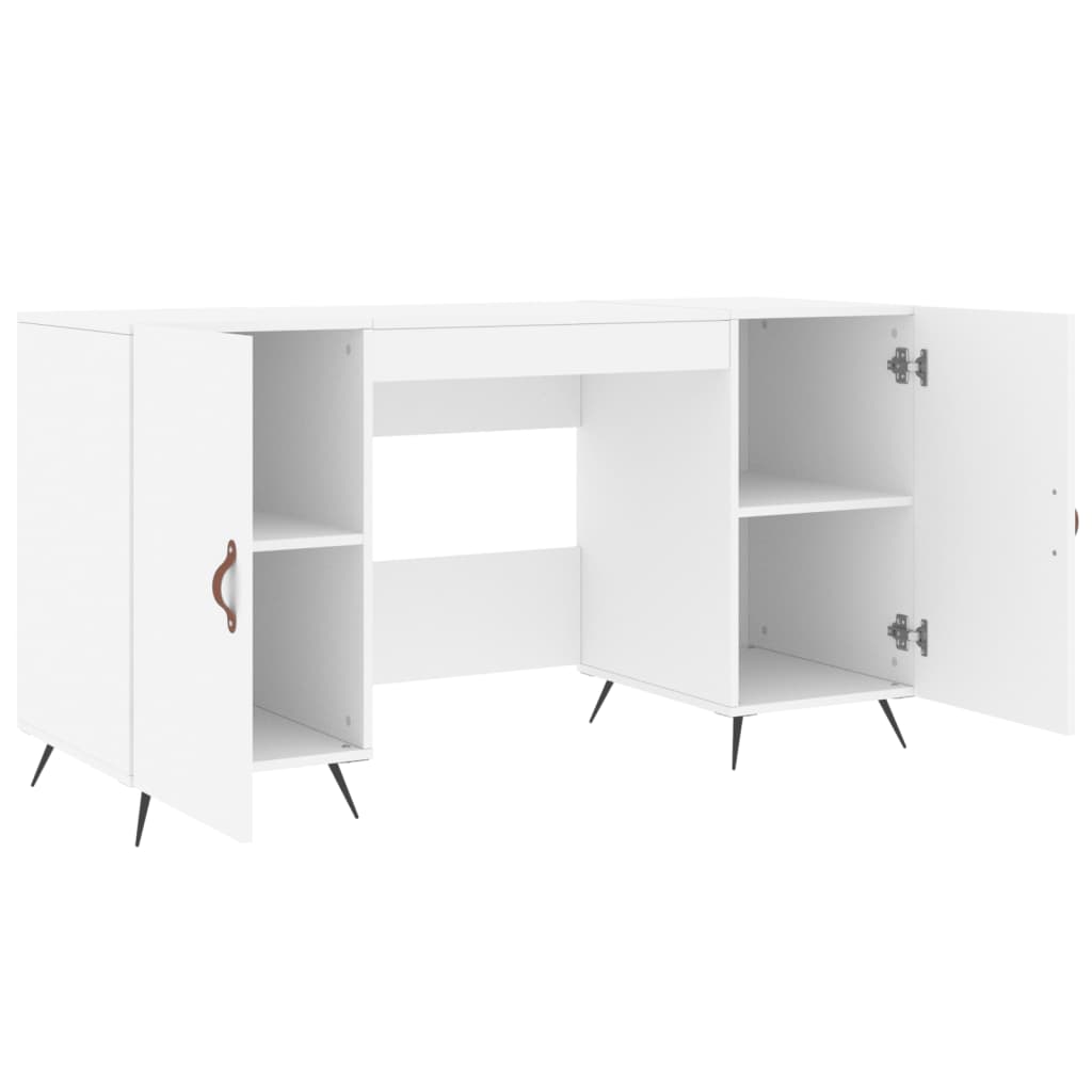 Sleek White Engineered Wood Desk - 140x50x75 cm