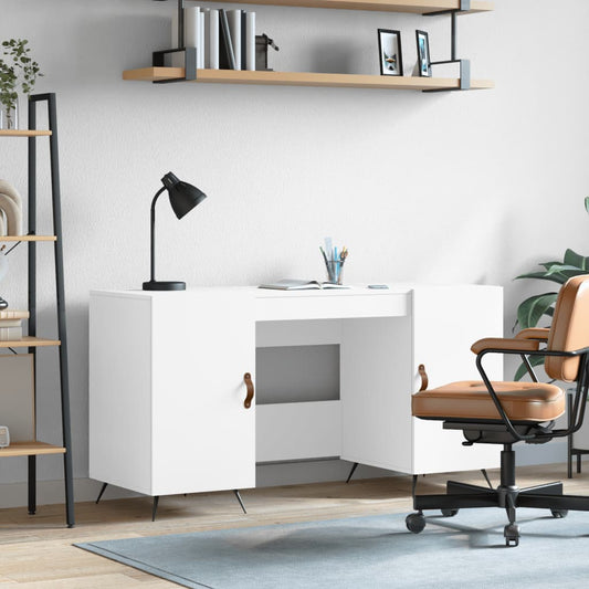 Sleek White Engineered Wood Desk - 140x50x75 cm