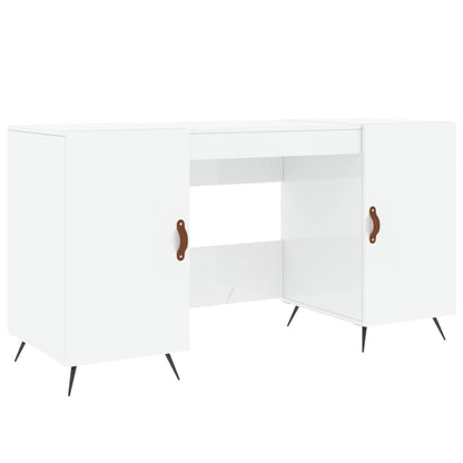 High Gloss White Desk, 140x50x75 cm, Engineered Wood
