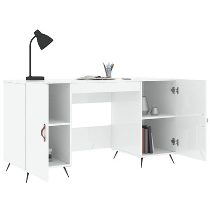 High Gloss White Desk, 140x50x75 cm, Engineered Wood