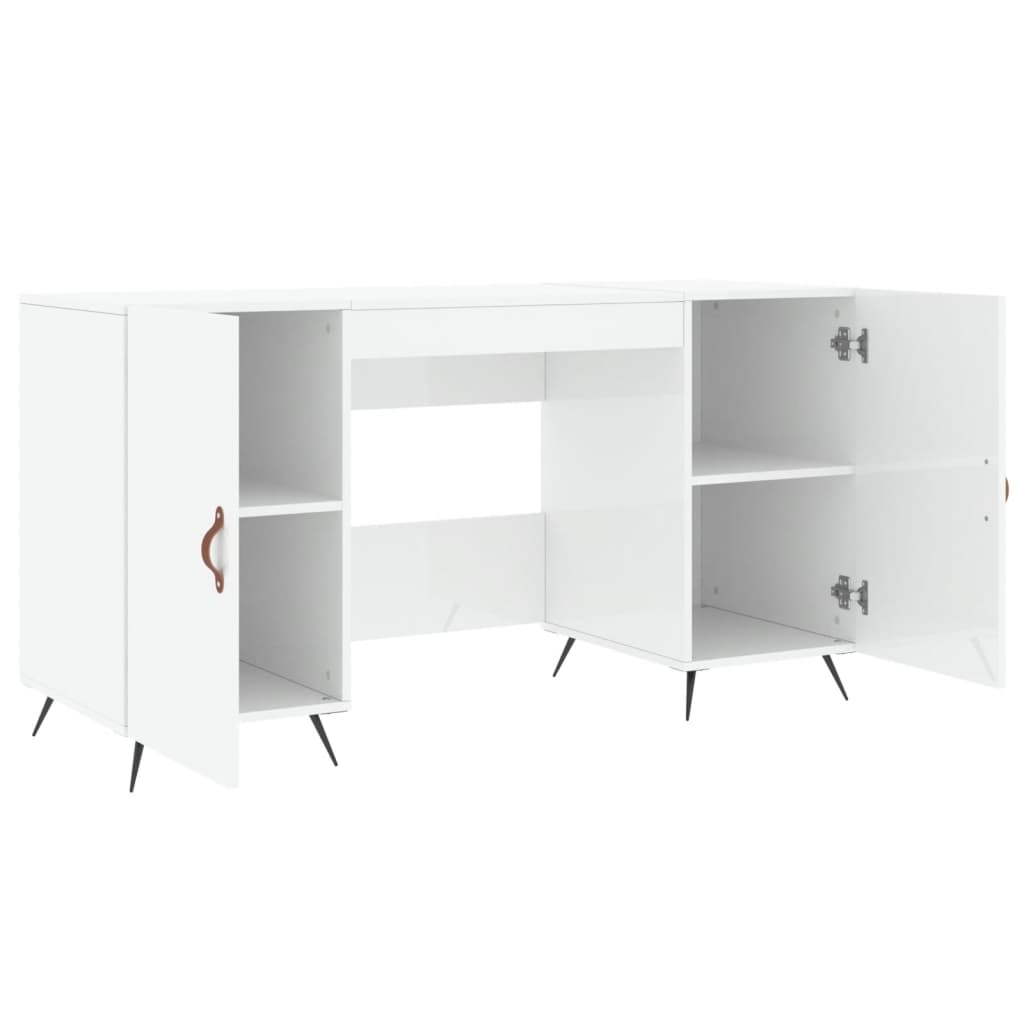 High Gloss White Desk, 140x50x75 cm, Engineered Wood