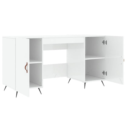 High Gloss White Desk, 140x50x75 cm, Engineered Wood